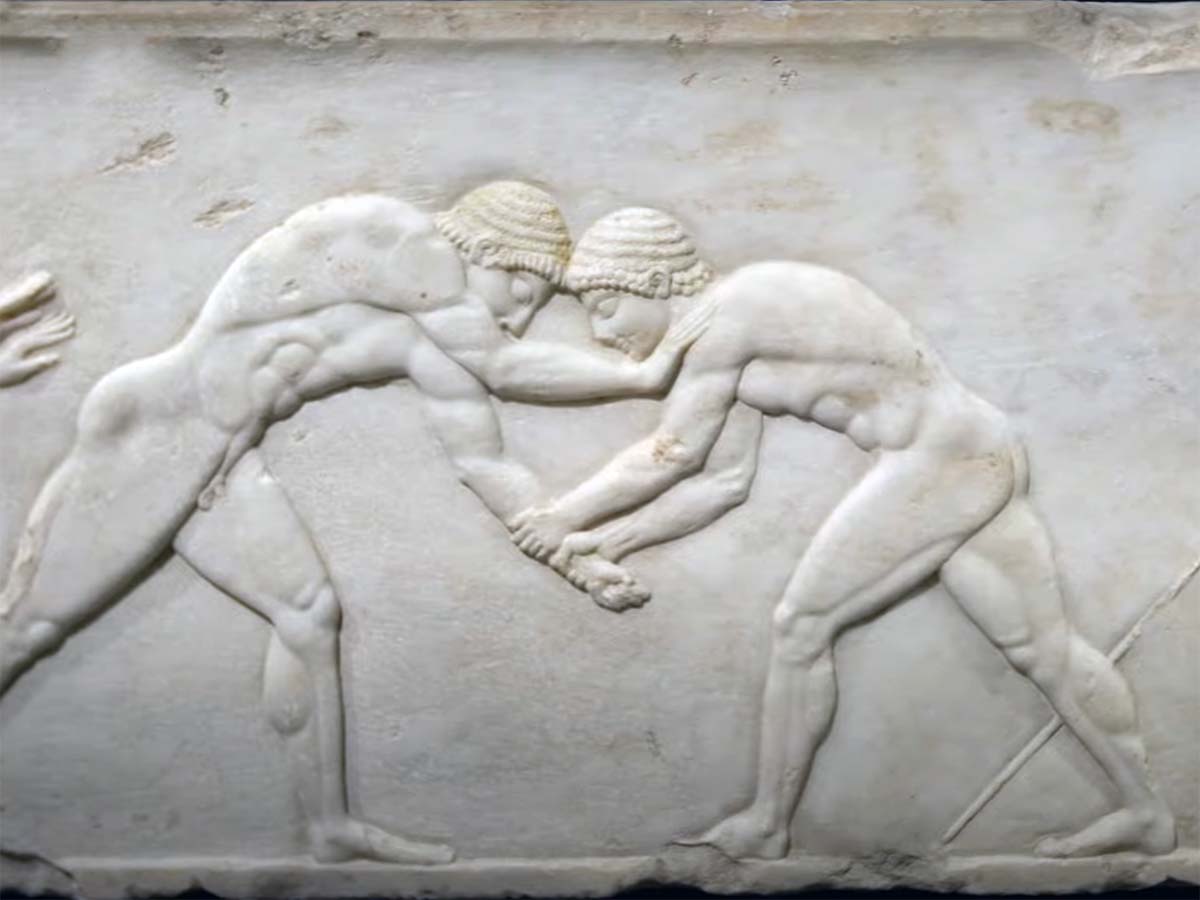 Source: Museum of Cycladic Art Two athletes wrestling