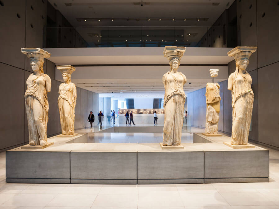 5 of the 6 original Caryatids of Erechtheion The Caryatids in the Acropolis Museum