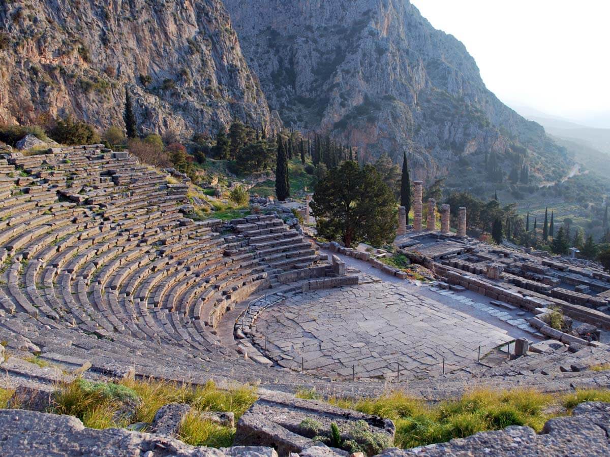 Ancient theater in Delphi Delphi theater trip Greece