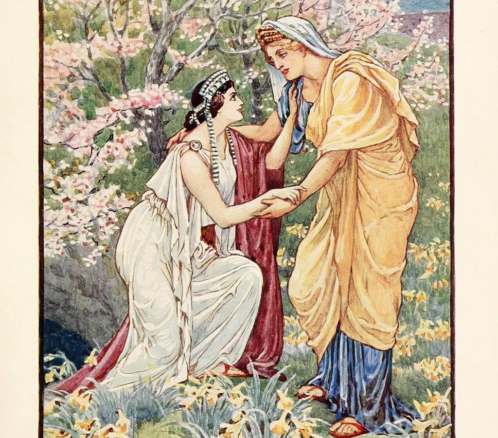 Walter Crane, Public domain, via Wikimedia Commons Goddess Demeter with her daughter Persephone