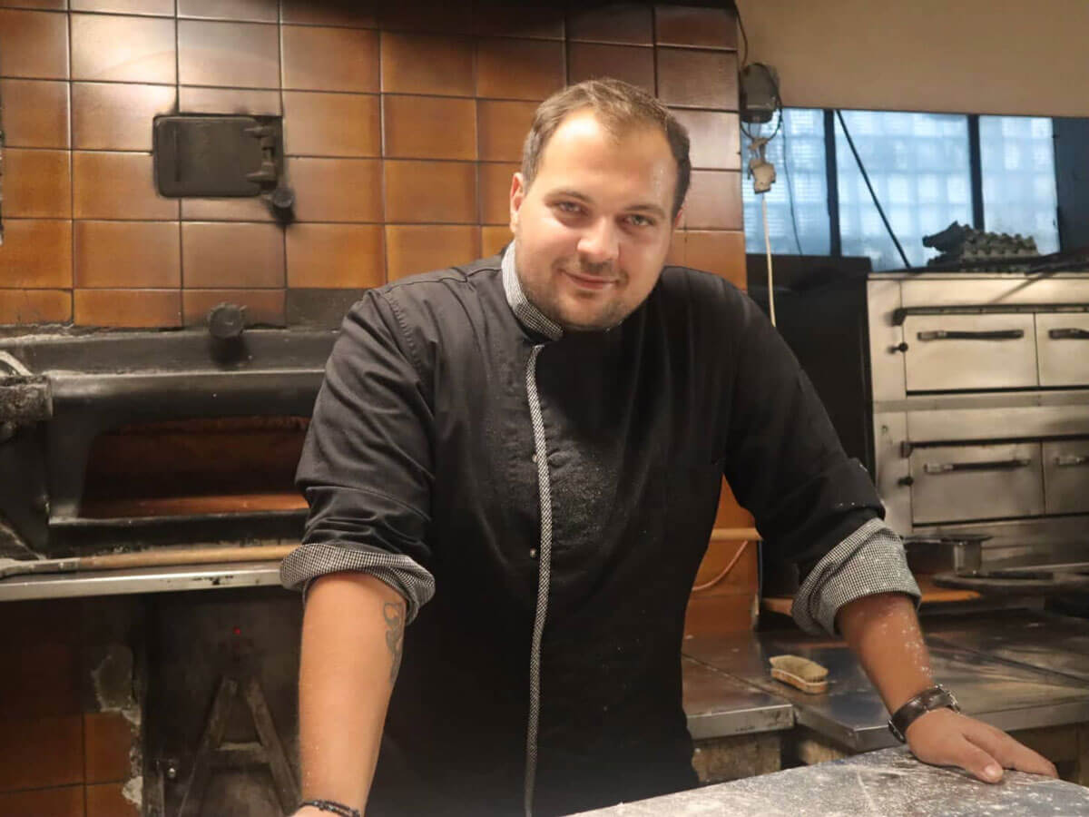 in his kitchen Chef Yiorgos Tzovlas