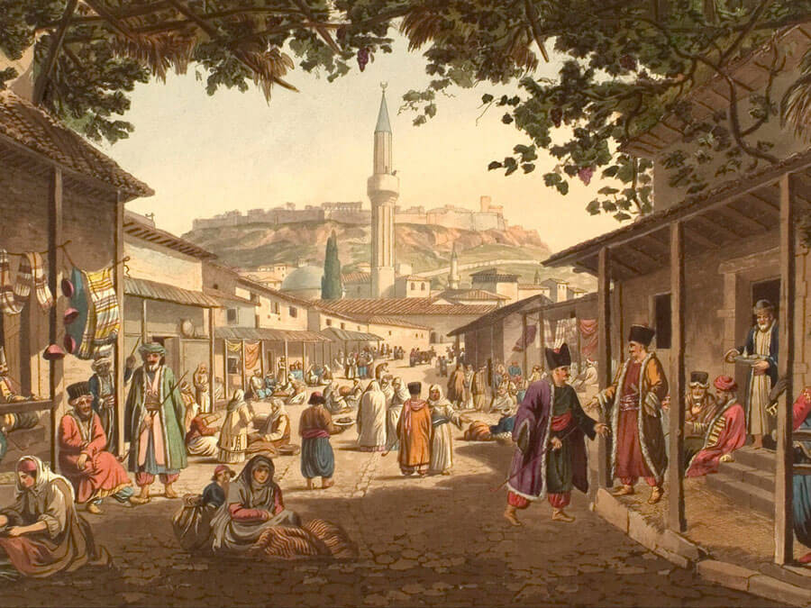 The Bazar of Athens in Monastiraki during the Ottoman period