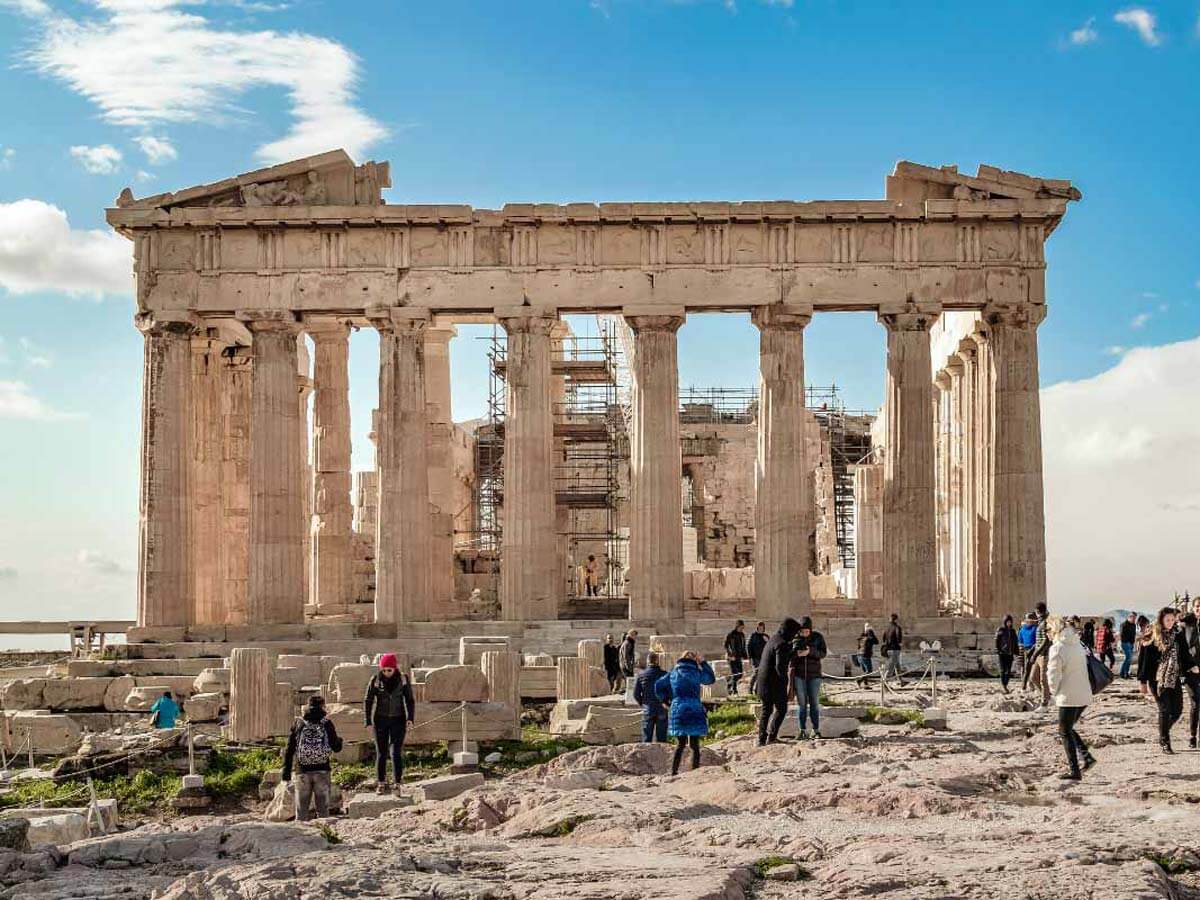 The Parthenon on the Acropolis in a biblical tour