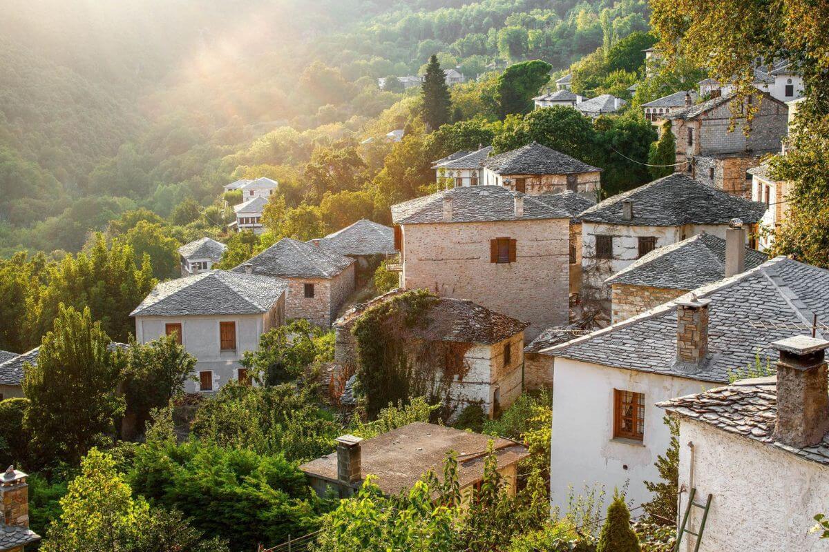 Pelion mountainous village Pelion in winter