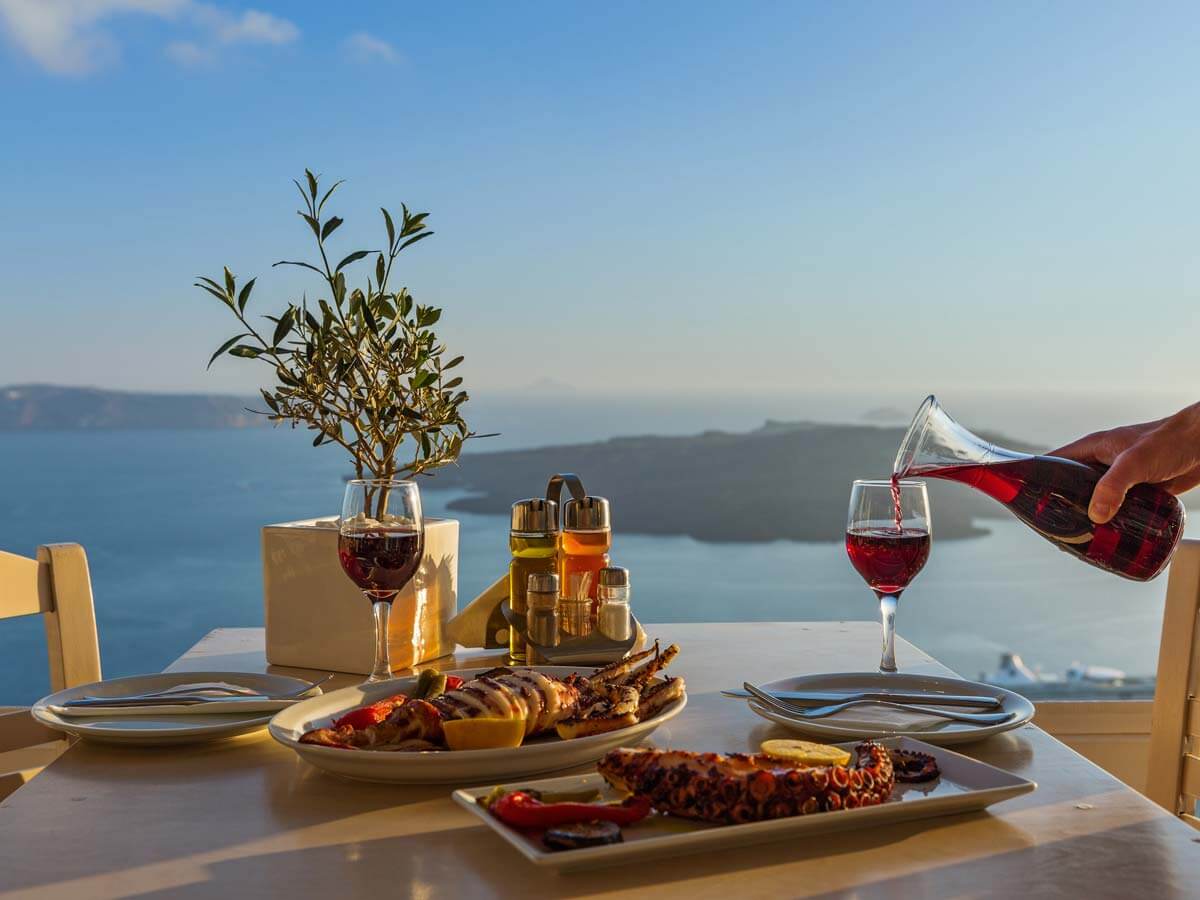 Greek culinary odyssey Wine tasting with food in Santorini