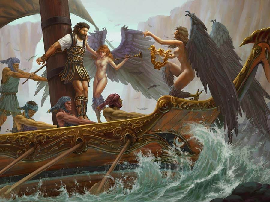 Monsters of Greek Mythology The Sirens singing to lure Odysseus and his crew