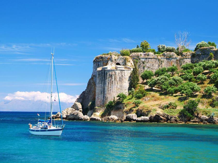 Majestic Greek castles Outer walls of Koroni’s Castle in the Peloponnese