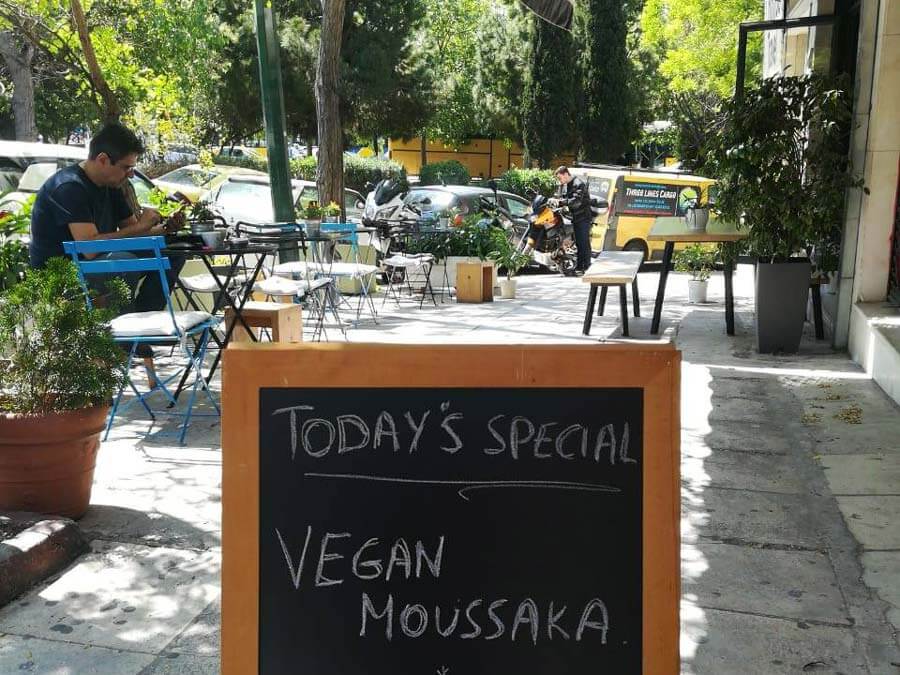 Source: Veganaki Vegan moussaka is served inside
