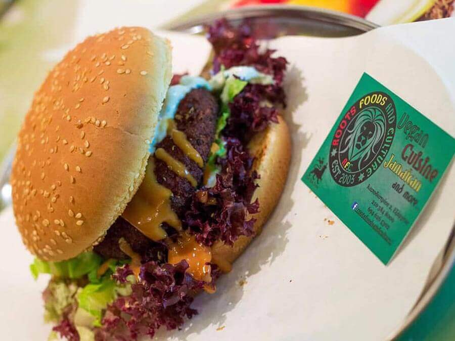 Source: Roots Foods & Culture Vegan burger in Athens
