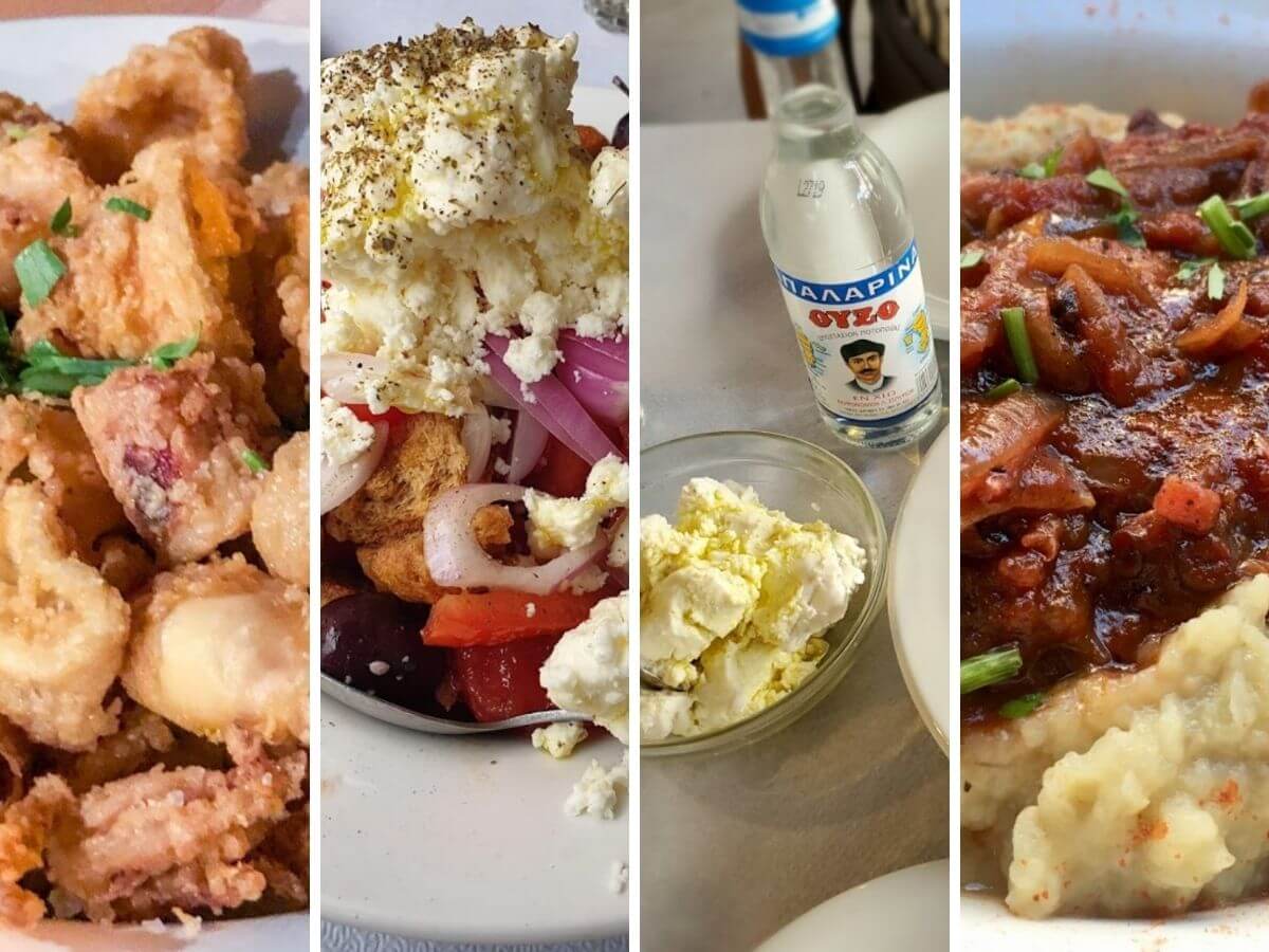 Collage of many dishes from the restaurant Dishes at Yperokeanio fish tavern