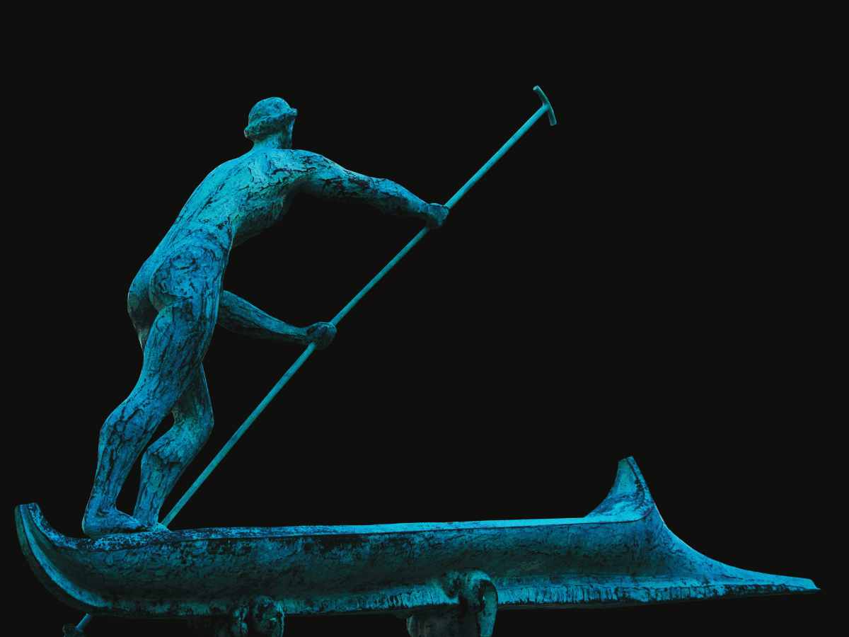 Charon on his boat Charon in Percy Jackson and Greek Mythology